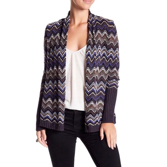 NIC+ZOE Celestial Open Front Chevron Pattern Knit Cardigan Women’s Size Small - Picture 1 of 13